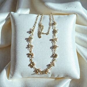 Beautiful gold plated rose gold, silver and gold metallic beaded necklace